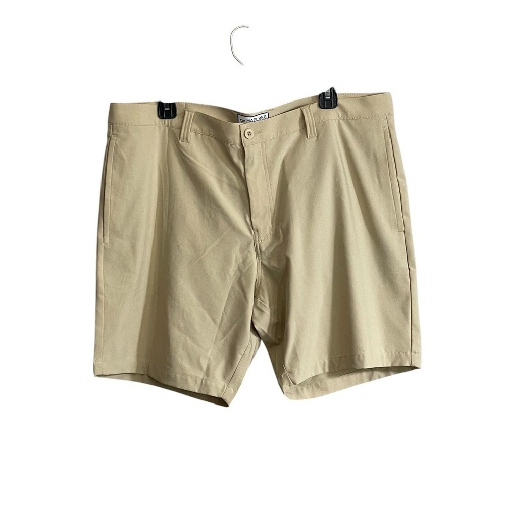 NWT MAELREG Mens Proflex Shorts Khaki Performance 38x7 Wicking UPF 30+ Stretch
